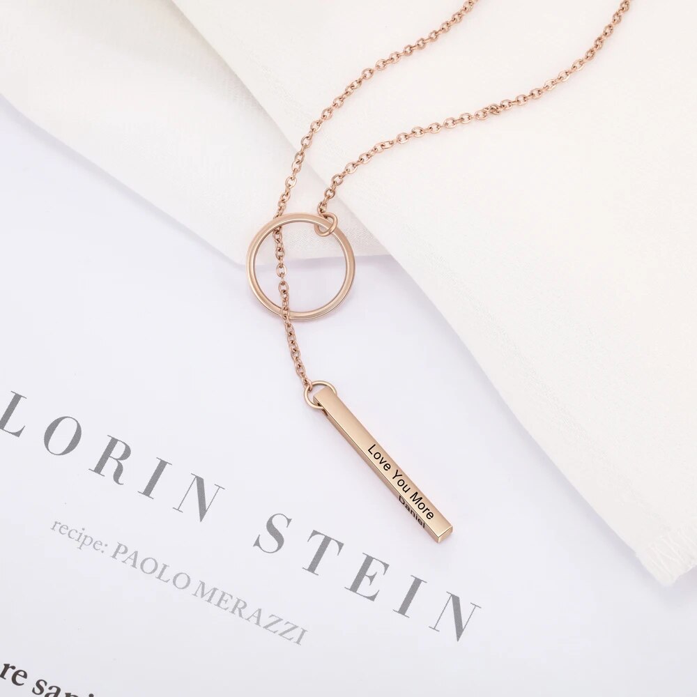 Personalized Name Vertical Bar Necklace for Women