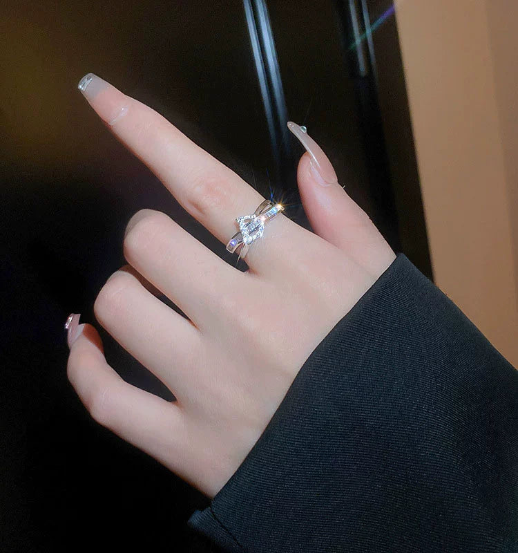 Fashion Stylish Letter D Open-End Zircon Ring Female