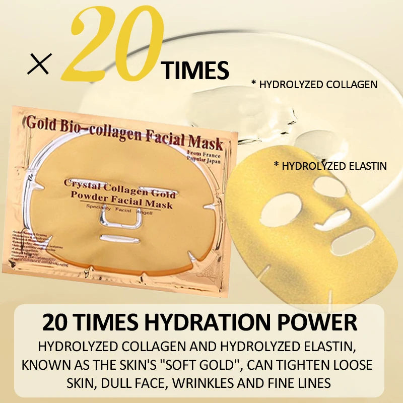 10PCS Gold Bio Collagen Facial Mask