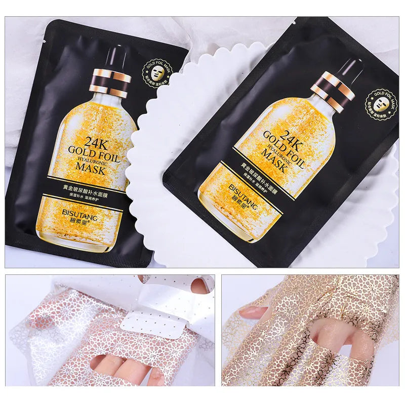 10pcs 24K Gold Hyaluronic Acid Face Mask