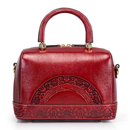 Chinese Style Genuine Leather Box Doctor Female Shoulder Bags