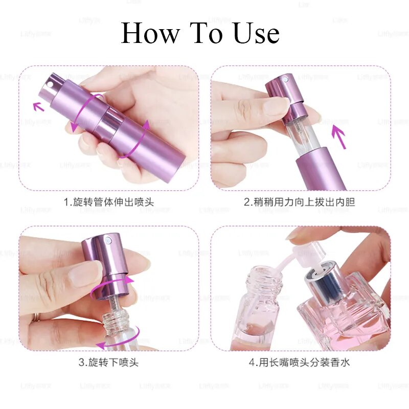 metal aluminum Portable Refillable Perfume Bottle Cosmetic Container