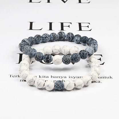 Black White Natural Lava Stone Tiger Eye Beaded Yoga Bracelets for Men Women