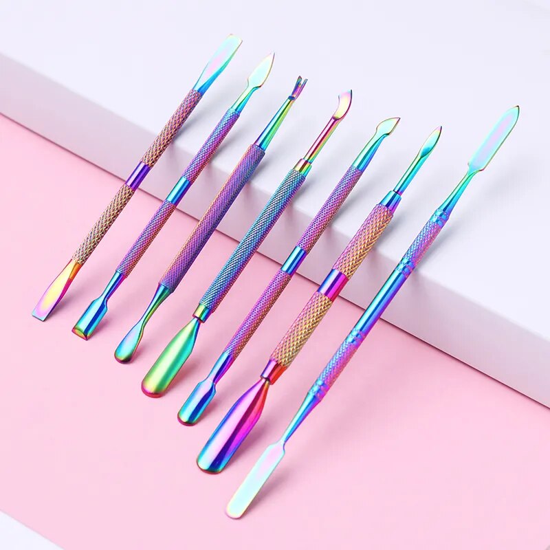 Nail Cuticle Pusher Colorful Stainless Steel