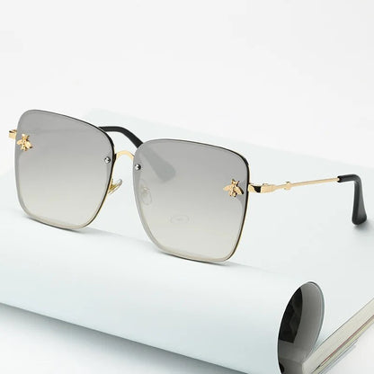 New Fashion Lady Oversize Rimless Square Bee Sunglasses