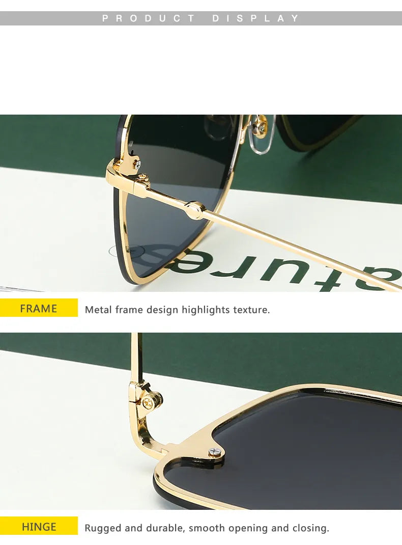 New Fashion Lady Oversize Rimless Square Bee Sunglasses