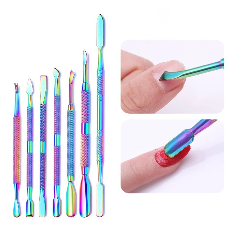 Nail Cuticle Pusher Colorful Stainless Steel