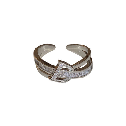 Fashion Stylish Letter D Open-End Zircon Ring Female