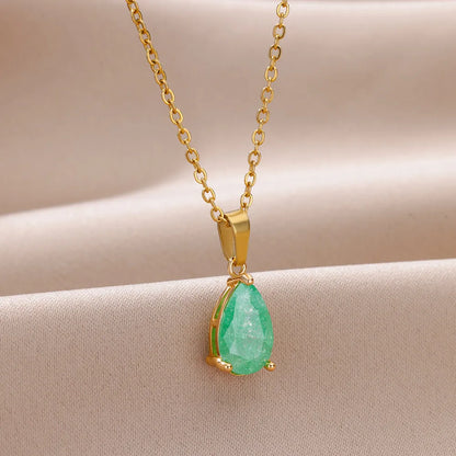 Zircon Teardrop Necklaces For Women