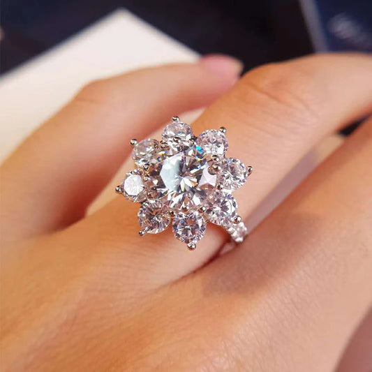 Moissanite Luxury Sun Flower Ring