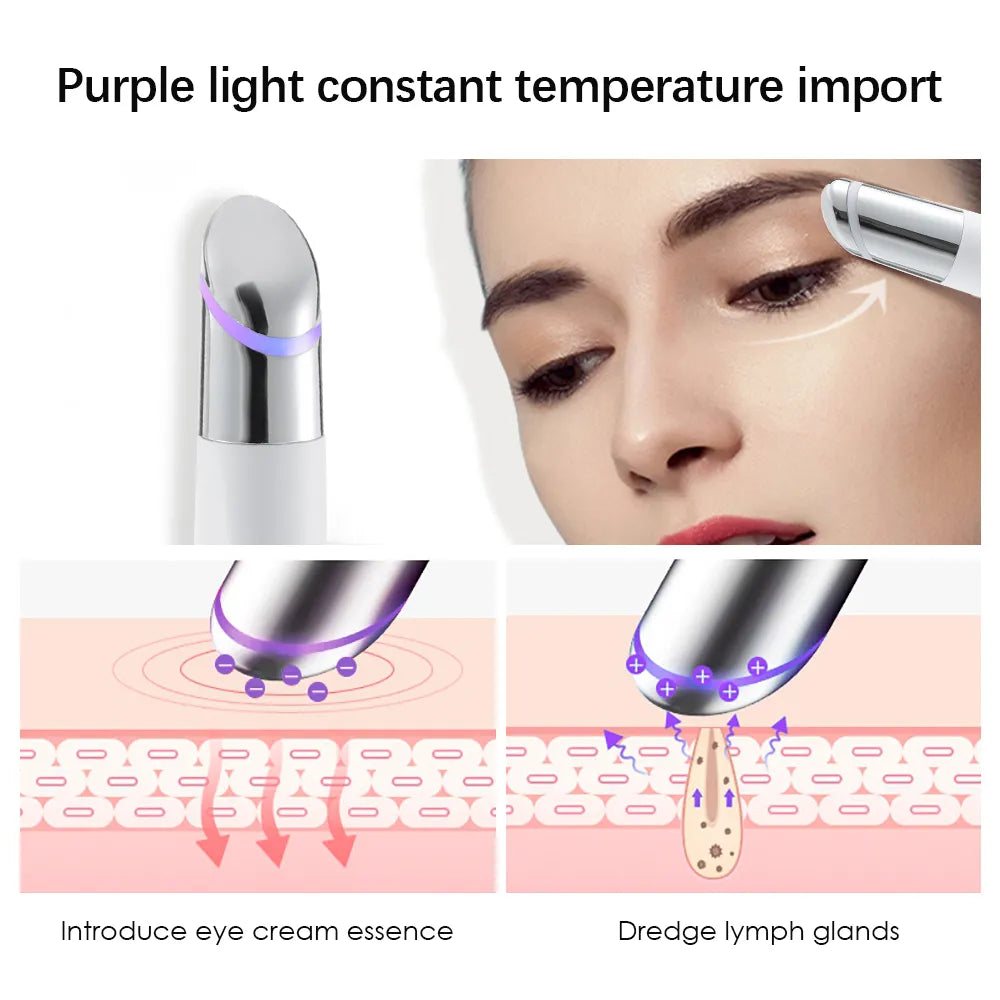 Eye Massager Anti Dark Circle   Anti Wrinkle Pen Hot Compress Beauty Device Machine