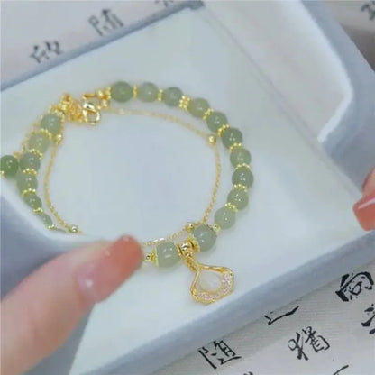 VENTFILLE Gold Color For Women's Jade Bracelet