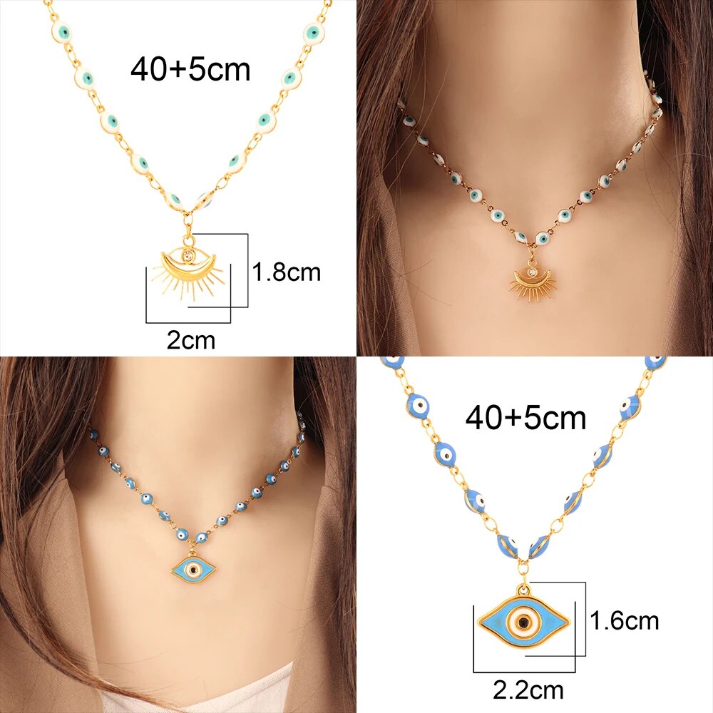 Enamel Eye Necklaces For Women