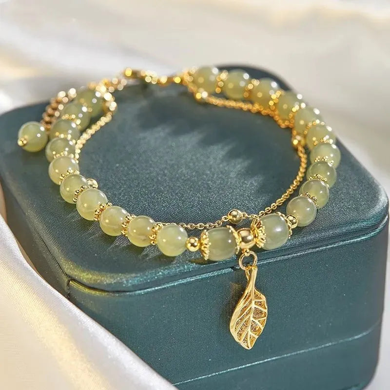 VENTFILLE Gold Color For Women's Jade Bracelet