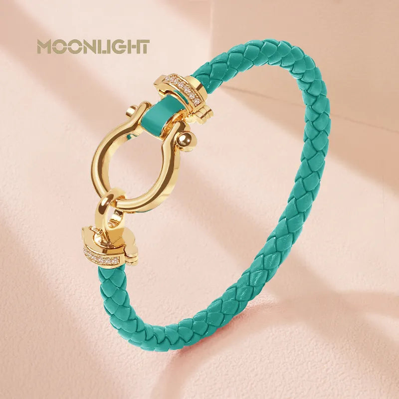 Genuine Braided Leather Bracelet Female