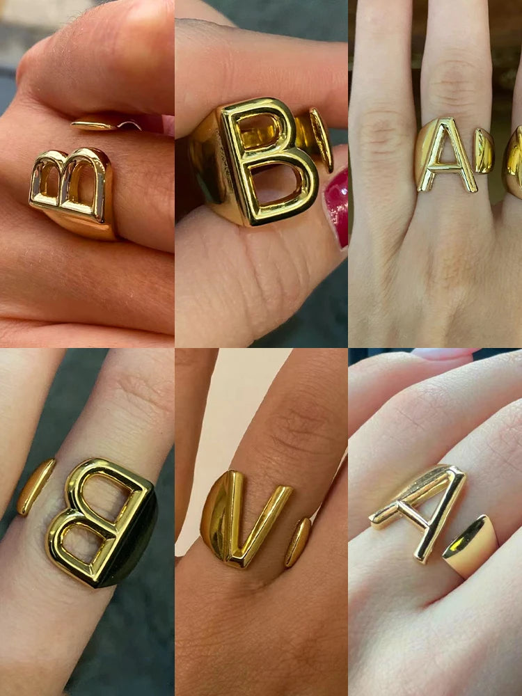 Fashion Stainless Steel Ring Letter