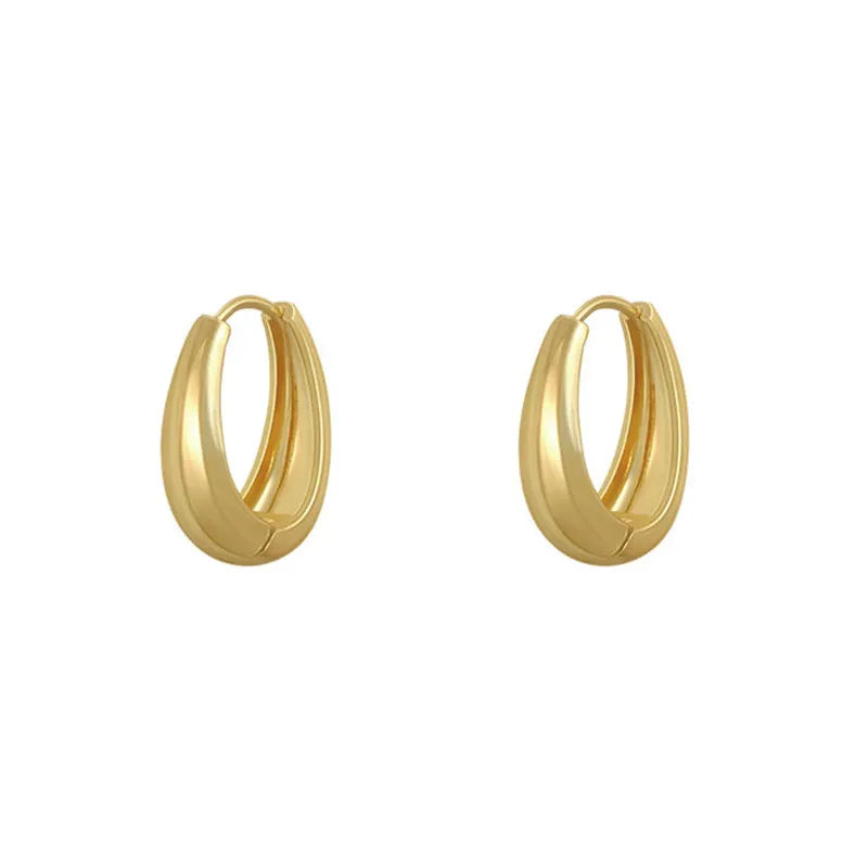 Vintage Smooth Metal Hoop Earrings For Woman