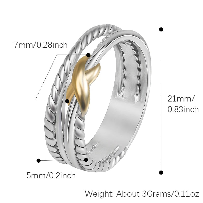 18K Gold-plated Crossover Band Rings for Women