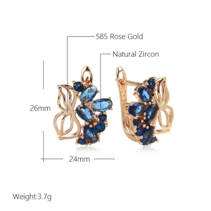 Vintage Blue Natural Zircon Stud Earrings