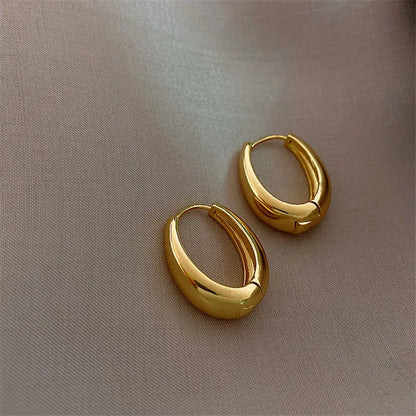 Vintage Smooth Metal Hoop Earrings For Woman