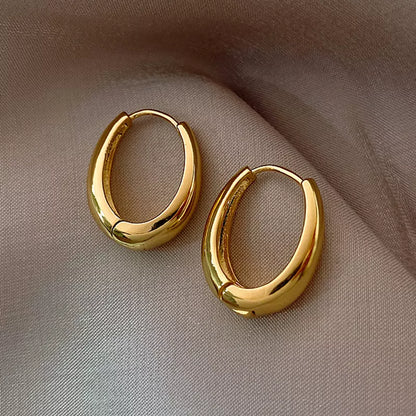 Vintage Smooth Metal Hoop Earrings For Woman