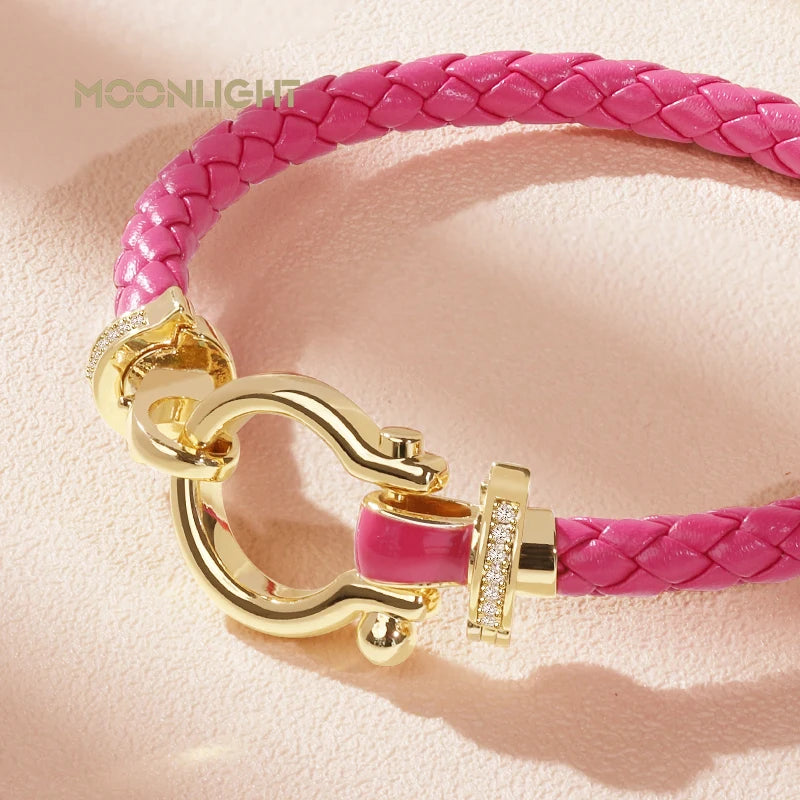 Genuine Braided Leather Bracelet Female