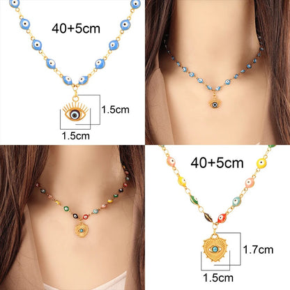 Enamel Eye Necklaces For Women