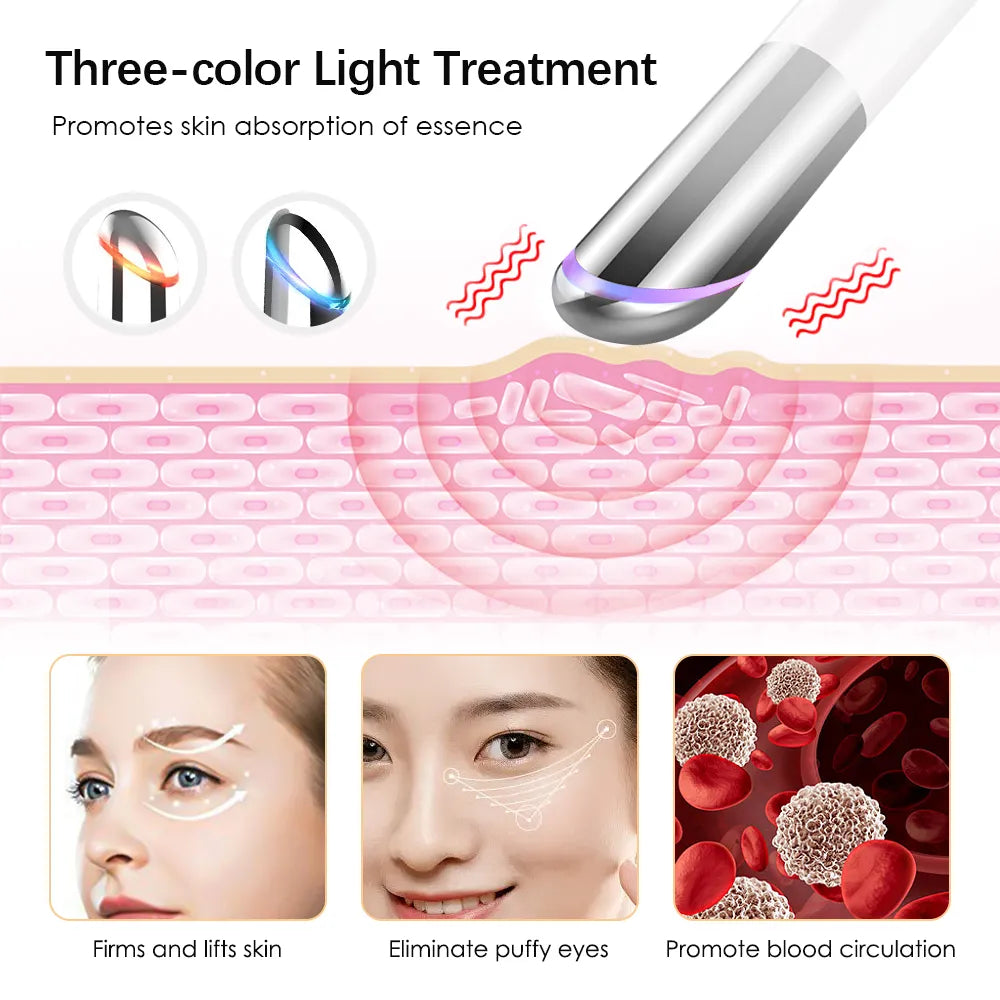 Eye Massager Anti Dark Circle   Anti Wrinkle Pen Hot Compress Beauty Device Machine