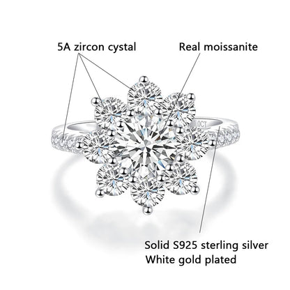 Moissanite Luxury Sun Flower Ring