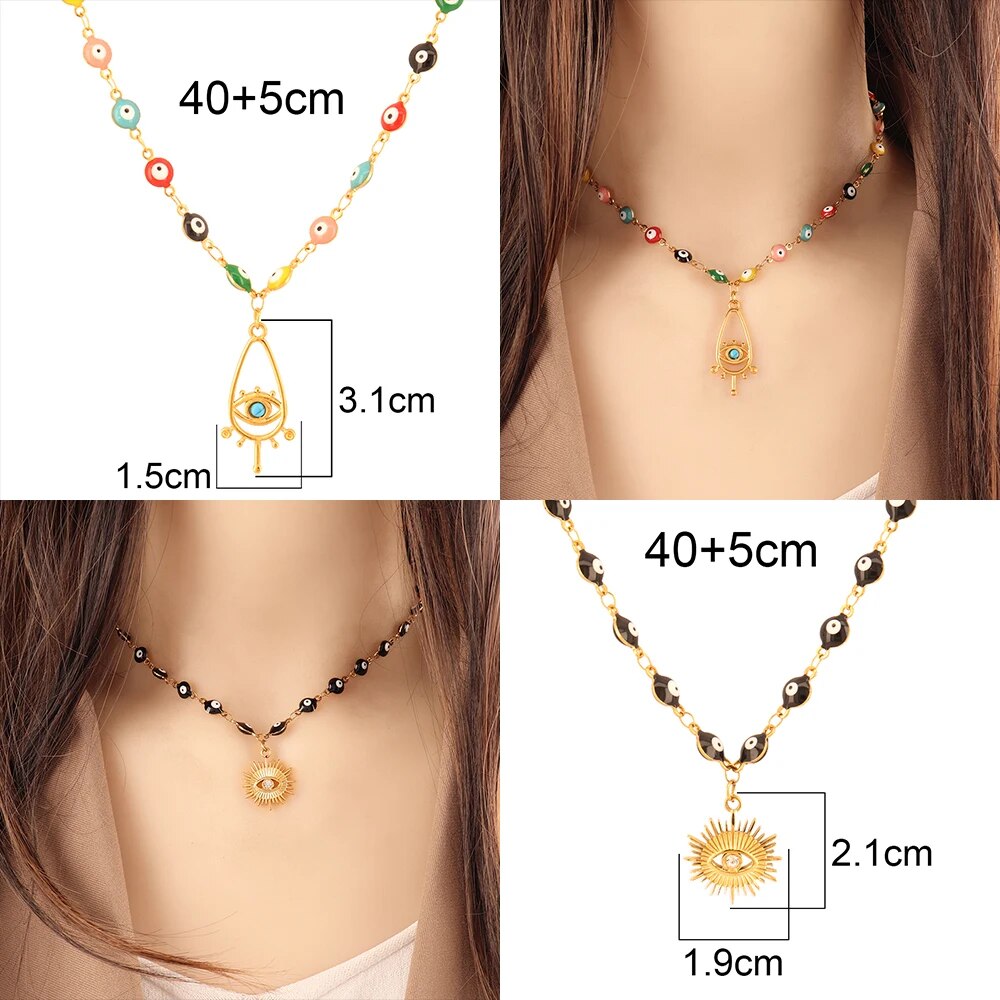 Enamel Eye Necklaces For Women