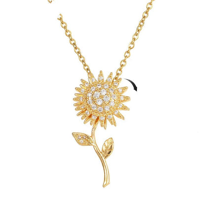 Zircon Sunflower Pendant Necklace for Women