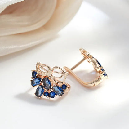 Vintage Blue Natural Zircon Stud Earrings