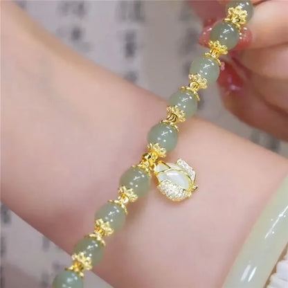 VENTFILLE Gold Color For Women's Jade Bracelet