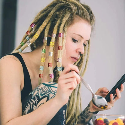 200pcs Gold and Silver Dreadlock Hair Ring