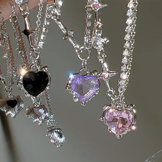 Crystal Heart Necklace Fashion for Women