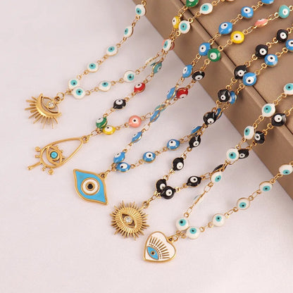 Enamel Eye Necklaces For Women