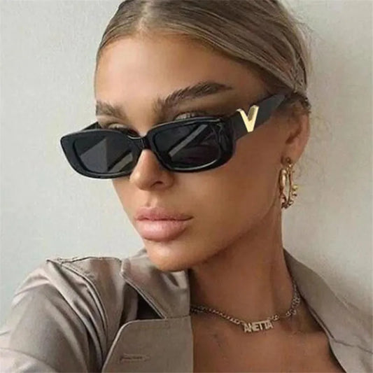 Retro Rectangle Sunglasses Women Brand