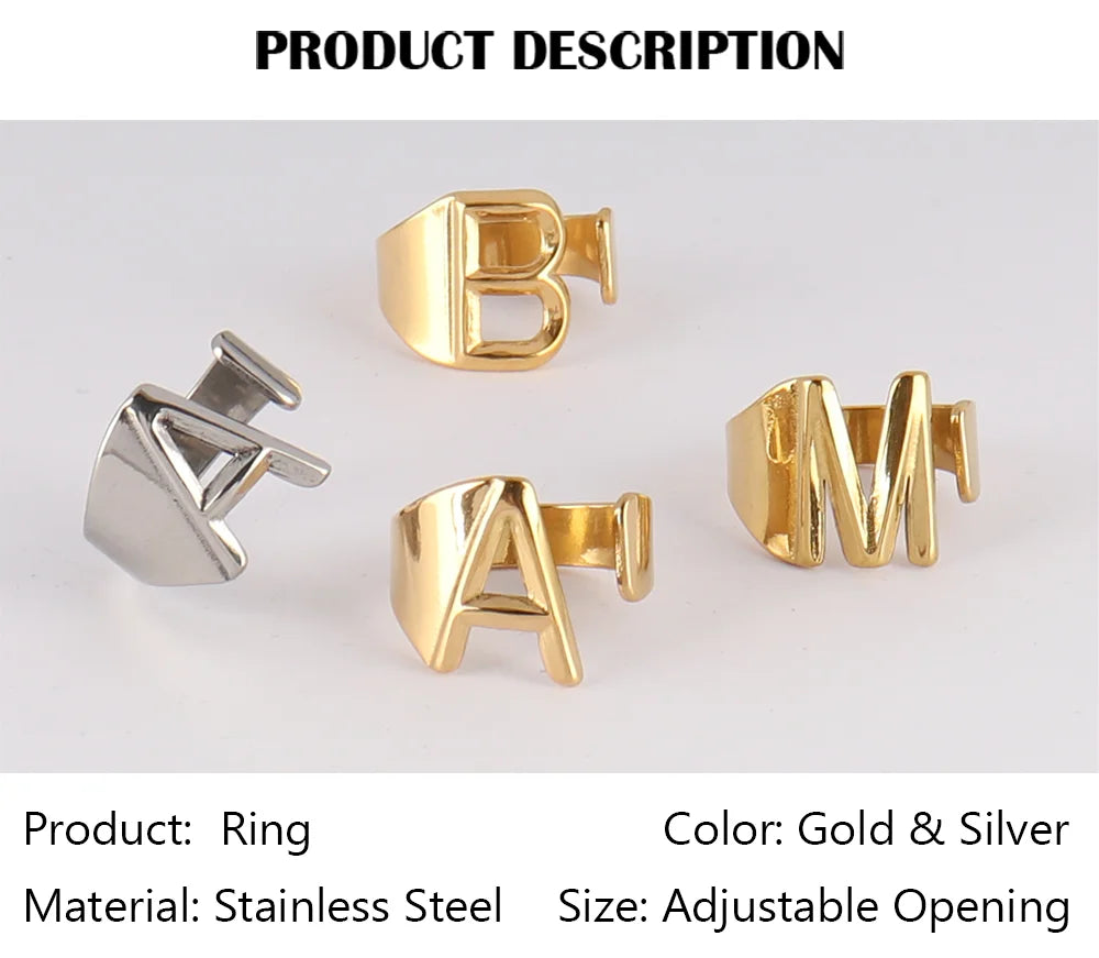 Fashion Stainless Steel Ring Letter