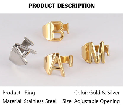 Fashion Stainless Steel Ring Letter
